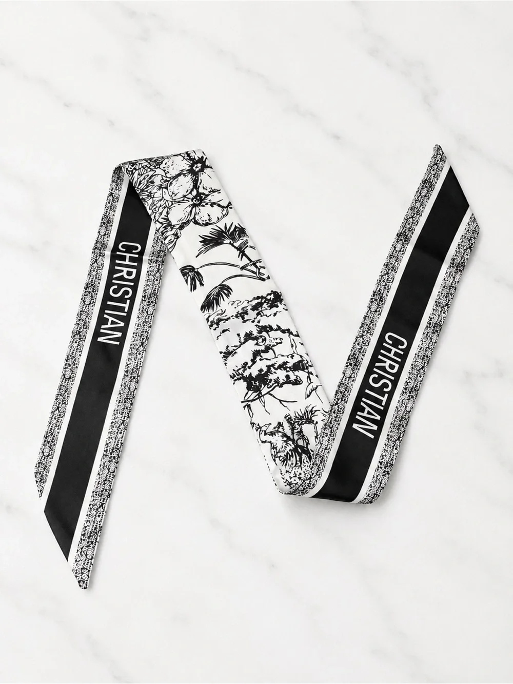 Black & White Toile Print Twilly Scarf / Headband